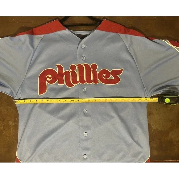 Majestic Philadelphia Phillies Mike Schmidt Cooperstown Collection Jersey Sz L - Picture 11 of 11
